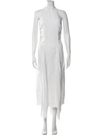 Pre-owned Eb Denim Halterneck Midi Length Dress In White