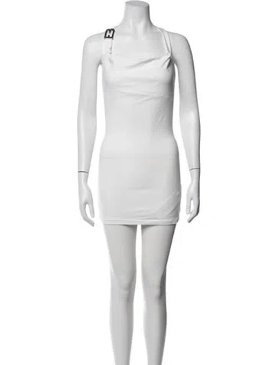 Pre-owned Eb Denim Halterneck Mini Dress In White