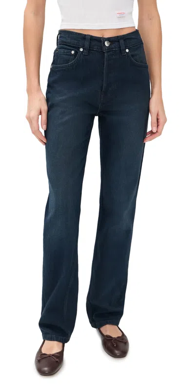 Eb Denim High Rise Straight Jeans Midnight Ridge In Blue
