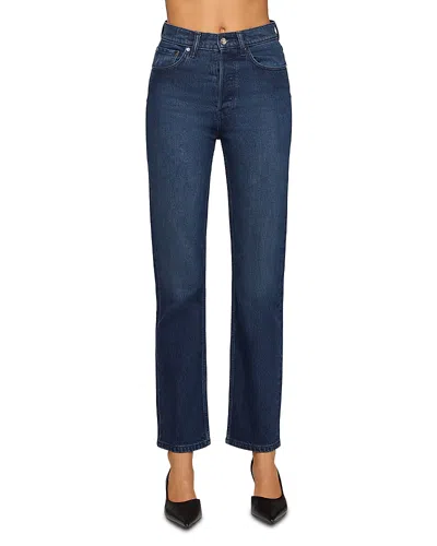 Eb Denim High Rise Straight Leg Jeans In Midnight Ridge In Blue