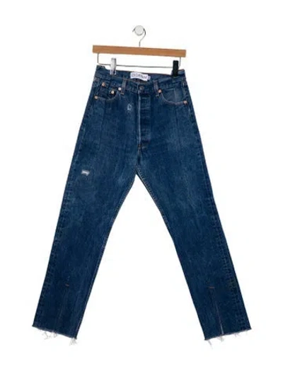 Pre-owned Eb Denim High-rise Straight Leg Jeans In Blue