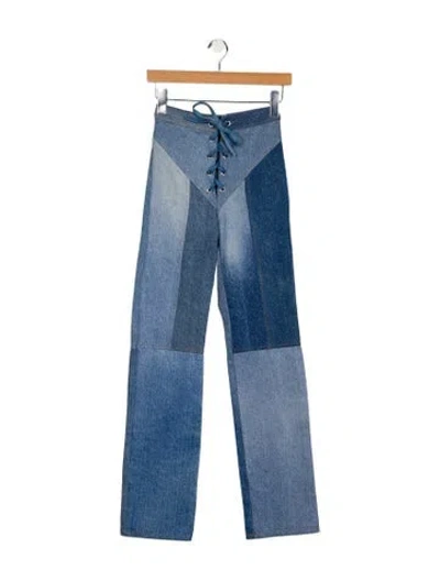 Pre-owned Eb Denim High-rise Straight Leg Jeans In Blue