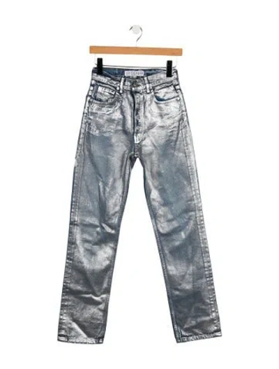 Pre-owned Eb Denim High-rise Straight Leg Jeans In Blue