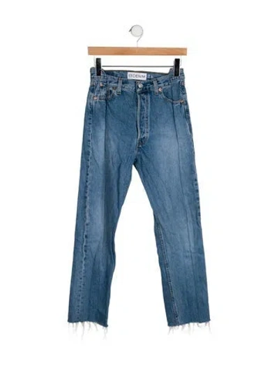 Pre-owned Eb Denim High-rise Straight Leg Jeans In Blue
