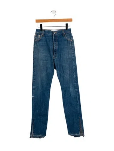 Pre-owned Eb Denim High-rise Straight Leg Jeans In Blue