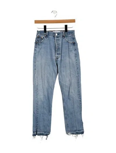 Pre-owned Eb Denim High-rise Straight Leg Jeans In Blue