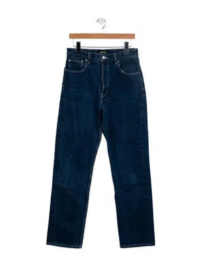 Pre-owned Eb Denim High-rise Straight Leg Jeans In Blue