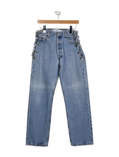 Pre-owned Eb Denim High-rise Straight Leg Jeans In Blue