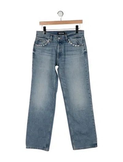 Pre-owned Eb Denim High-rise Straight Leg Jeans In Blue