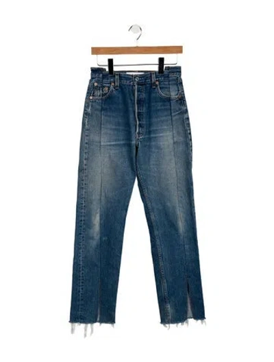 Pre-owned Eb Denim High-rise Straight Leg Jeans In Blue