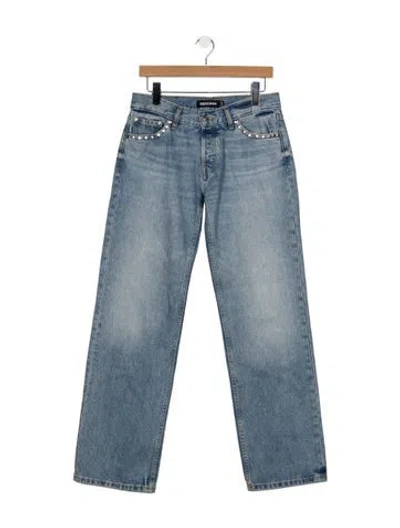 Pre-owned Eb Denim High-rise Straight Leg Jeans In Blue