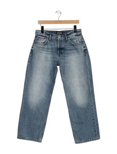 Pre-owned Eb Denim High-rise Straight Leg Jeans In Blue