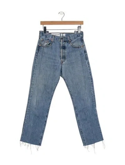 Pre-owned Eb Denim High-rise Straight Leg Jeans In Blue