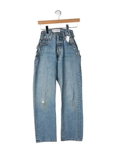 Pre-owned Eb Denim High-rise Straight Leg Jeans In Blue