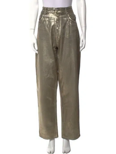 Pre-owned Eb Denim High-rise Straight Leg Jeans In Gold