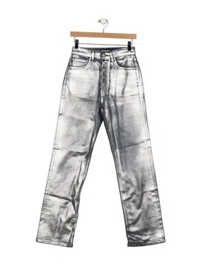 Pre-owned Eb Denim High-rise Straight Leg Jeans In Silver