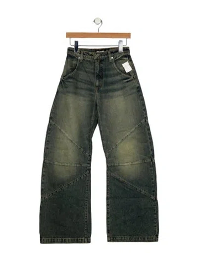 Pre-owned Eb Denim High-rise Wide Leg Jeans In Green