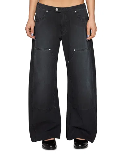 Eb Denim Jax Mid Rise Barrel Leg Pants In Black
