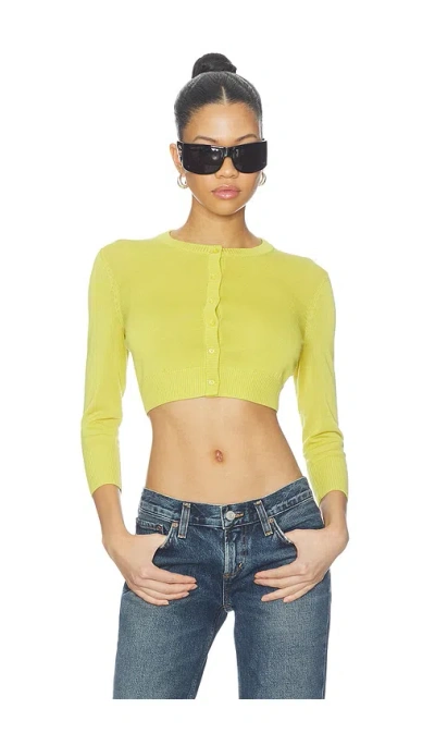 Eb Denim Juniper Cropped Cardigan In Yellow Moss