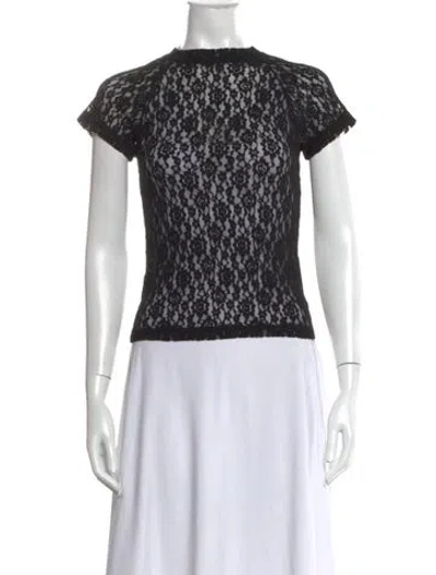 Pre-owned Eb Denim Lace Pattern Crew Neck Top In Multi