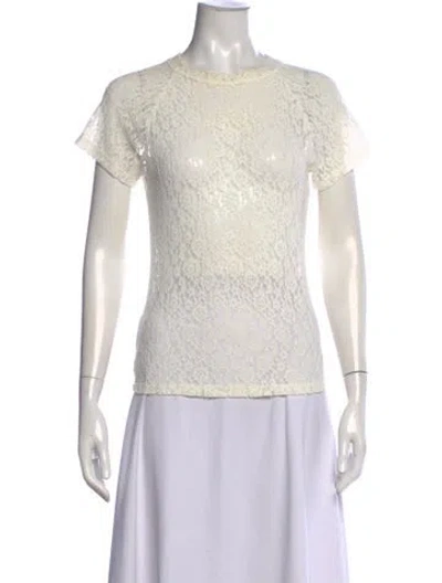 Pre-owned Eb Denim Lace Pattern Crew Neck Top In Neutral