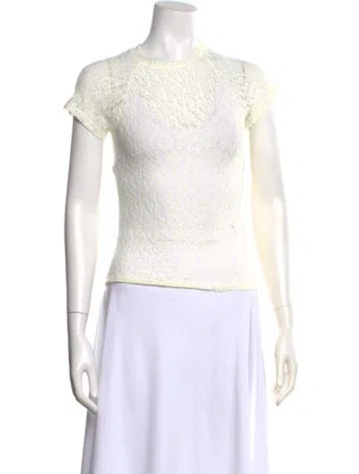 Pre-owned Eb Denim Lace Pattern Crew Neck Top W/ Tags In Neutral