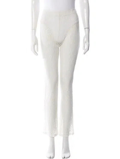 Pre-owned Eb Denim Lace Pattern Flared Pants In White