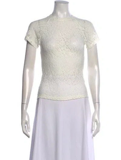 Pre-owned Eb Denim Lace Pattern Mock Neck Top W/ Tags In Neutrals