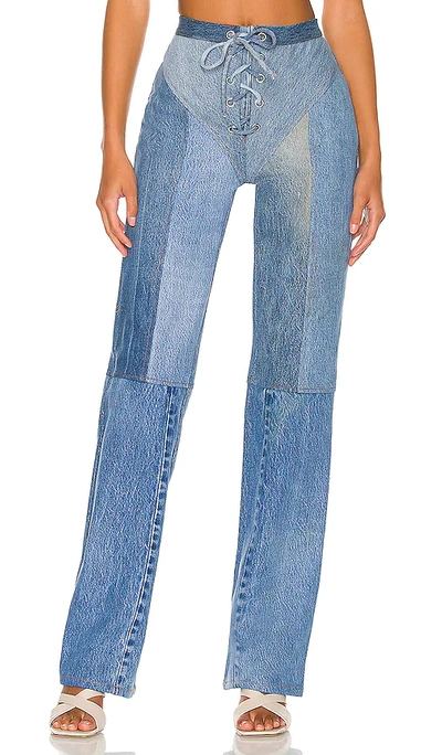 Eb Denim Lace Up Jeans In Medium Wash