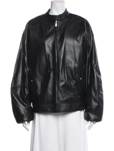 Pre-owned Eb Denim Leather Biker Jacket In Black