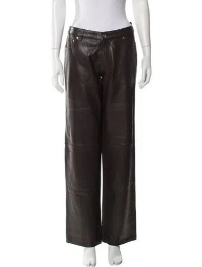 Pre-owned Eb Denim Leather Wide Leg Pants W/ Tags In Brown