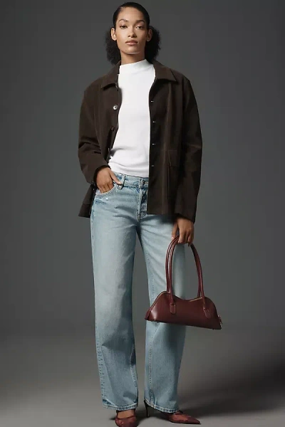 Eb Denim Low-rise Baggy Wide-leg Jeans In Brown