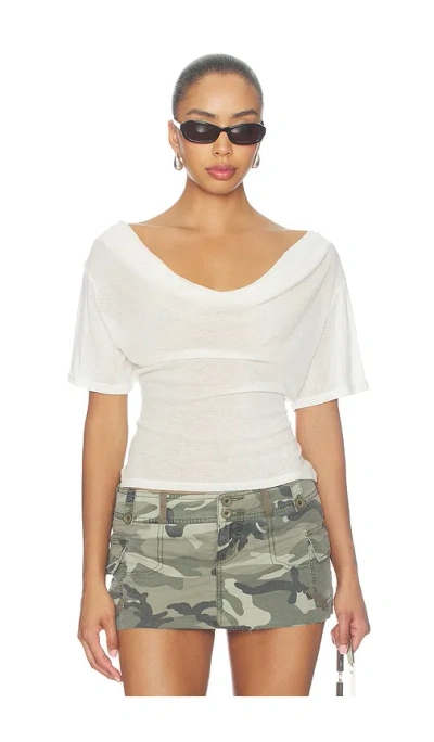 Eb Denim Madeo Cowl Neck Tee In White