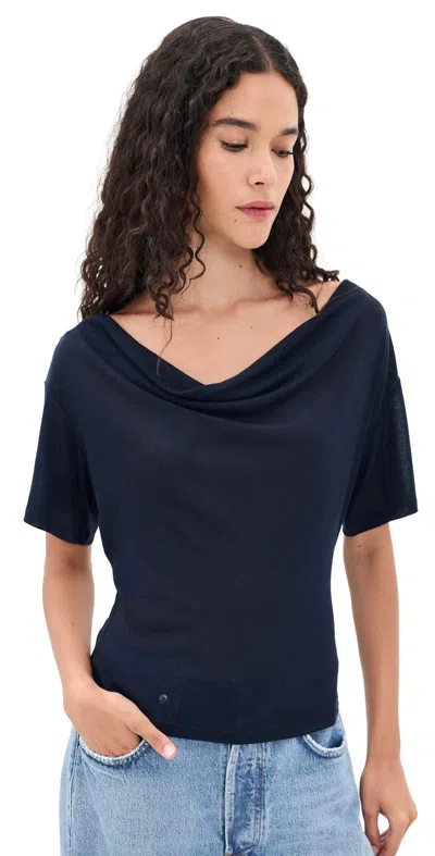 Eb Denim Madeo Cowl Neck Tee Navy