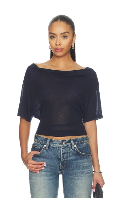 Eb Denim Madeo Cowl Neck Tee In Navy