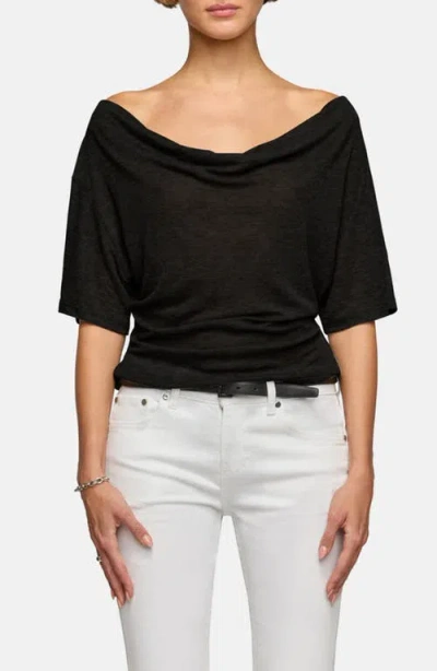 Eb Denim Madeo Cowl Neck T-shirt In Black