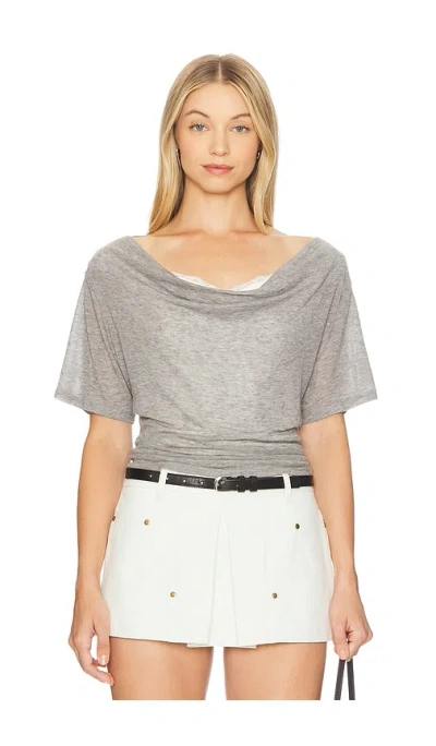 Eb Denim Madeo Cowl Top In Gray