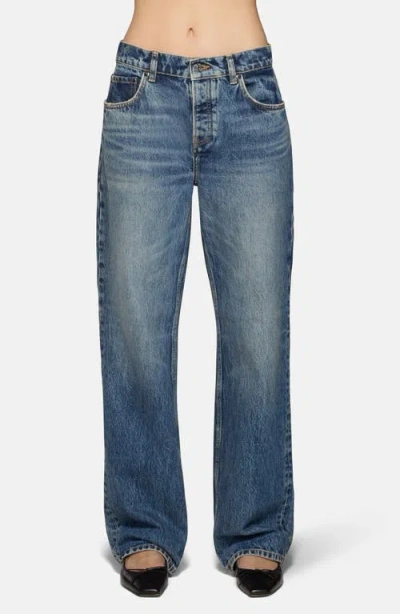 Eb Denim Mid Rise Baggy Wide Leg Jeans In Blue