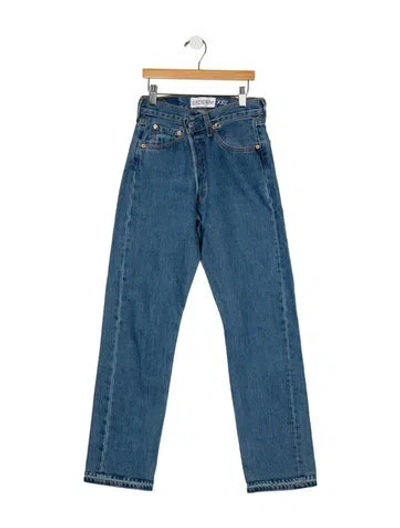 Pre-owned Eb Denim Mid-rise Straight Leg Jeans In Blue