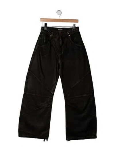 Pre-owned Eb Denim Mid-rise Wide Leg Jeans In Brown