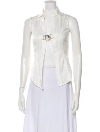 Pre-owned Eb Denim Open Front Sleeveless Top In White