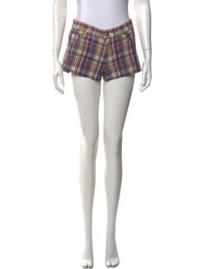 Pre-owned Eb Denim Plaid Print Mini Shorts In Multi