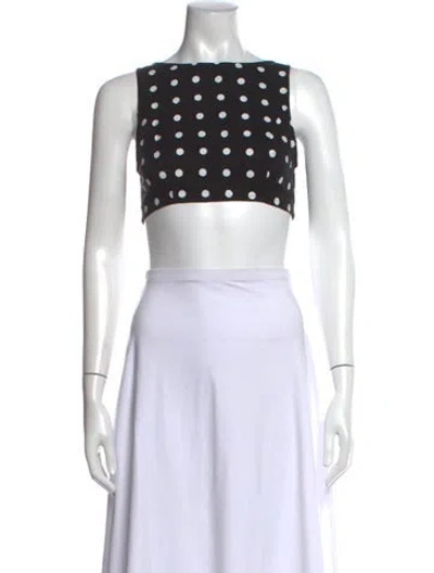 Pre-owned Eb Denim Polka Dot Print Square Neckline Crop Top W/ Tags In White