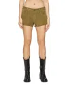 Eb Denim Portman Suede Low Rise Shorts In Brown