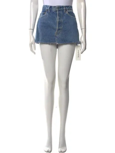 Pre-owned Eb Denim Raw-edge Trim Mini Skirt In Blue