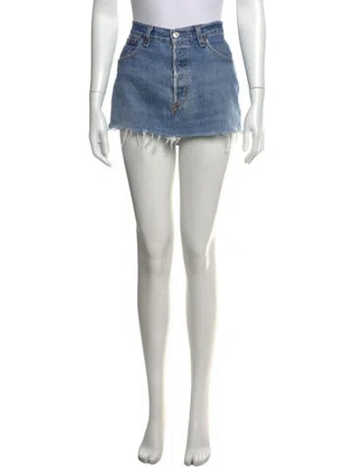 Pre-owned Eb Denim Raw-edge Trim Mini Skirt In Blue