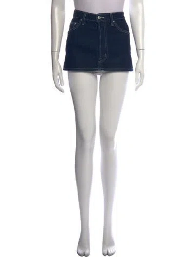 Pre-owned Eb Denim Raw-edge Trim Mini Skirt In Blue