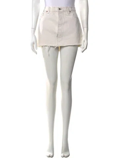Pre-owned Eb Denim Raw-edge Trim Mini Skirt In Neutral