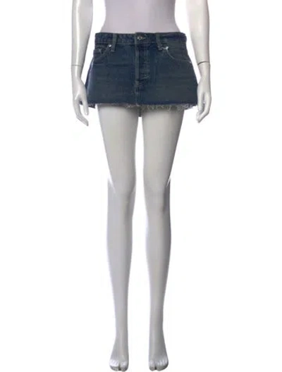 Pre-owned Eb Denim Raw-edge Trim Mini Skirt W/ Tags In Blue