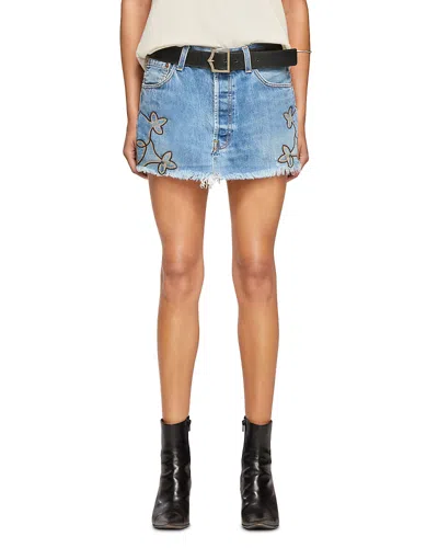 Eb Denim Rodeo Vint Mini Skirt In Embroidered Vintage Blue